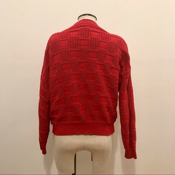 Vintage 1980’s Compagnie Internationale Express red knit buttoned cardigan - Picture 7 of 12